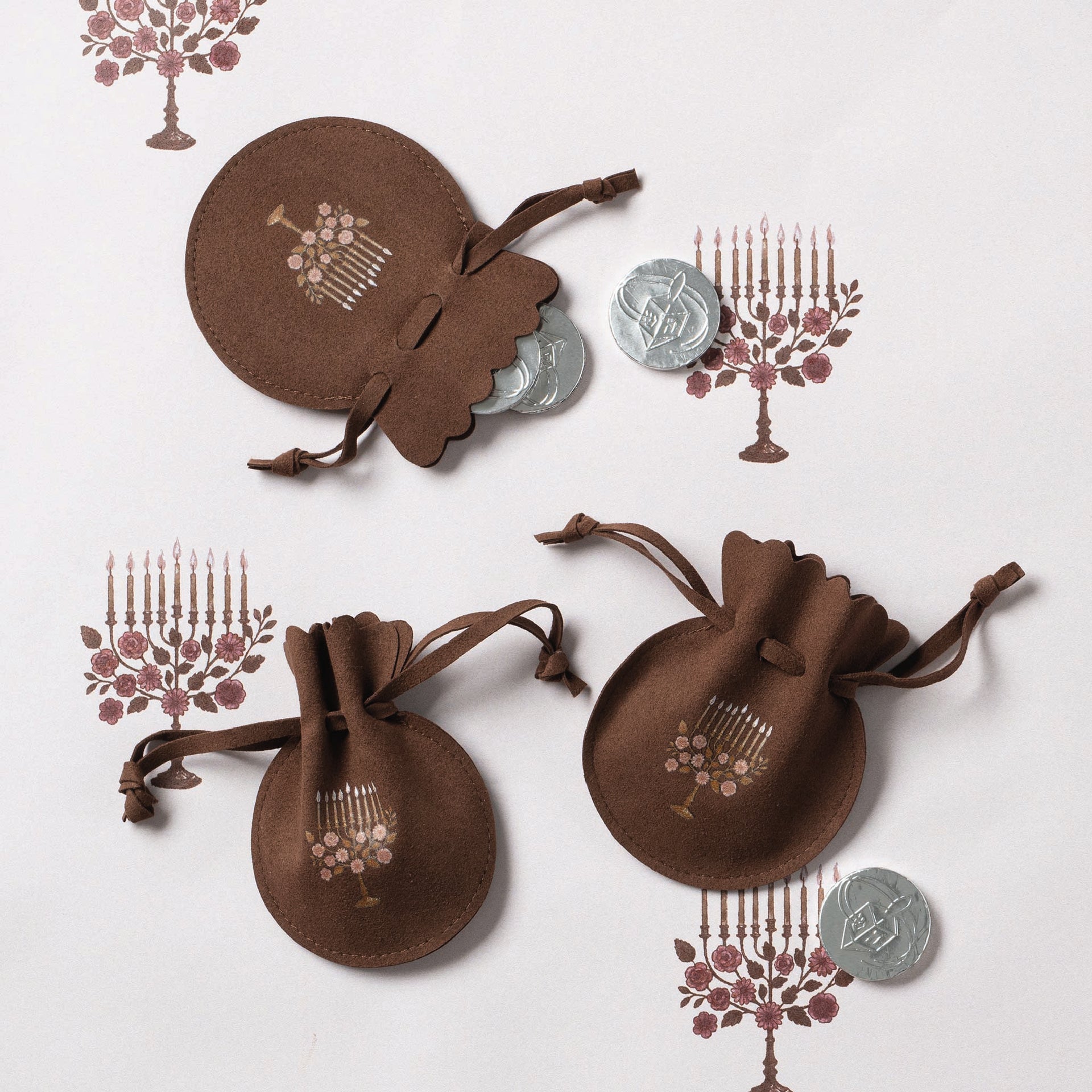 Menorah Motif Chocolate Coin Pouches