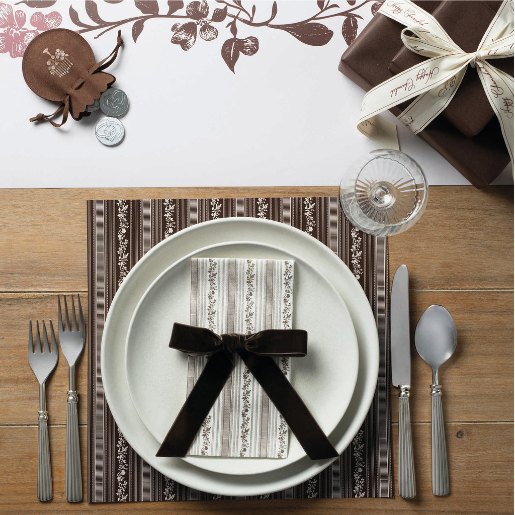 Chanukah Floral Linework Paper Table Runner