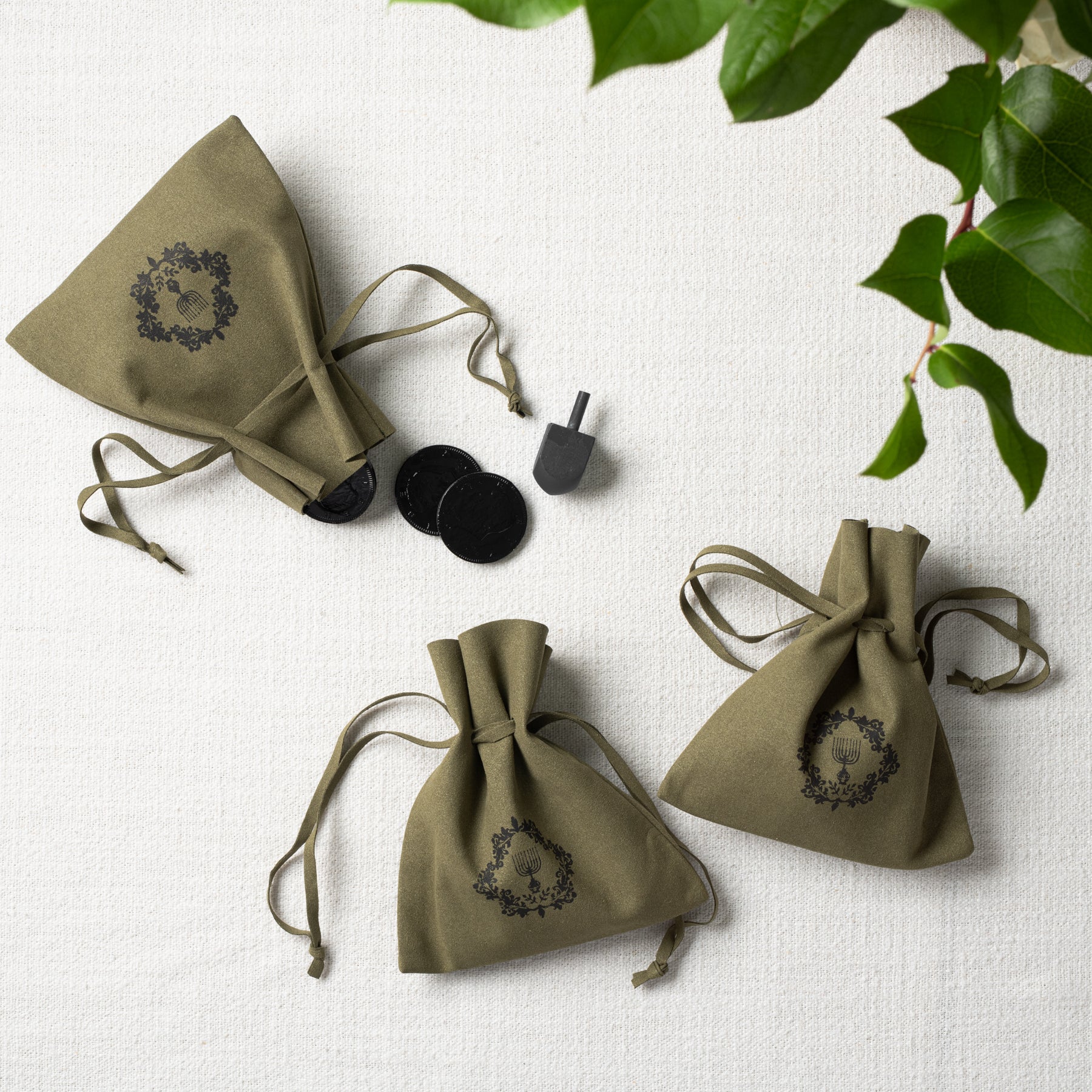 Olive Branch Dreidel Game Pouches