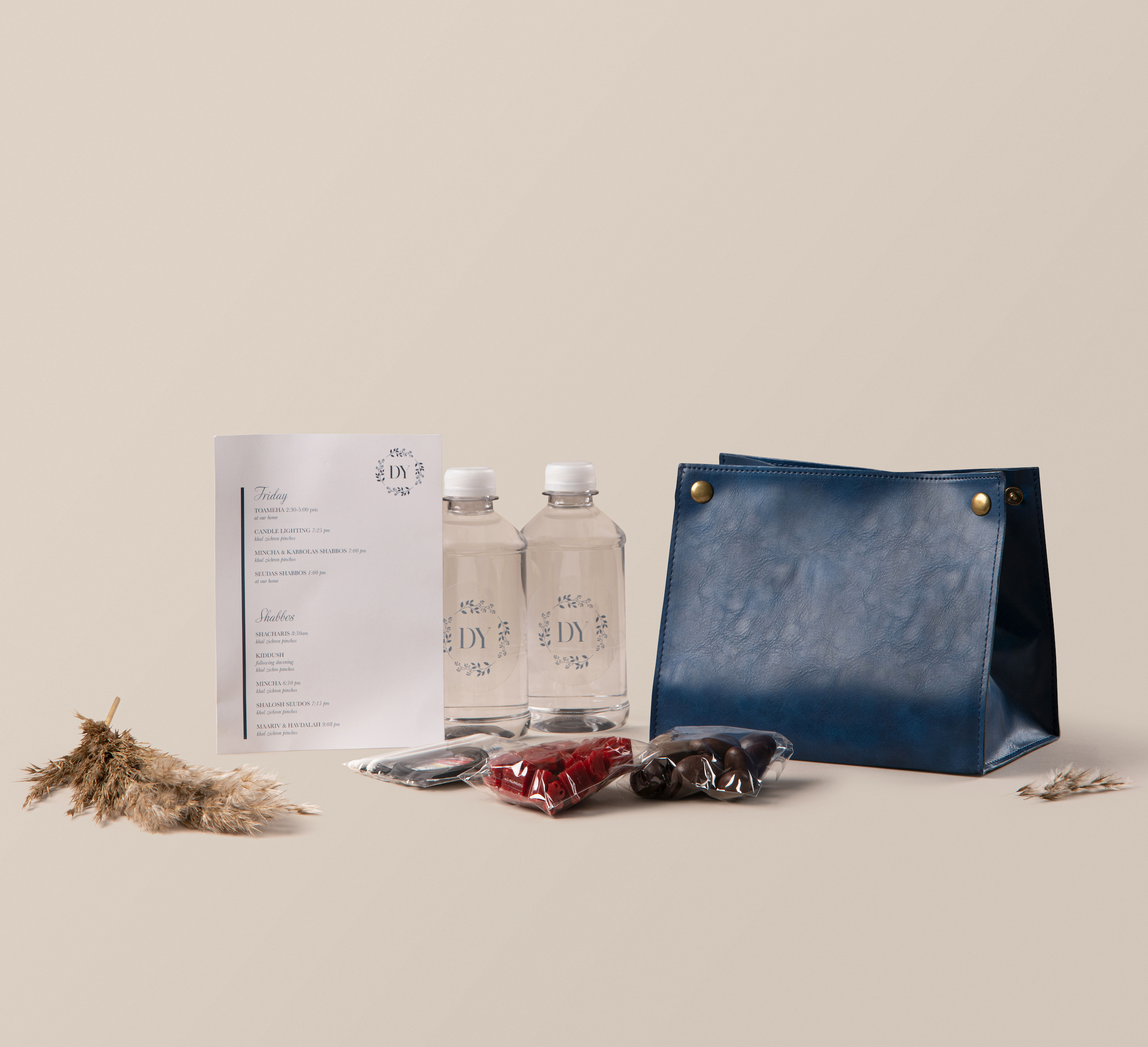 Navy Leather Snap Hostess Pouch