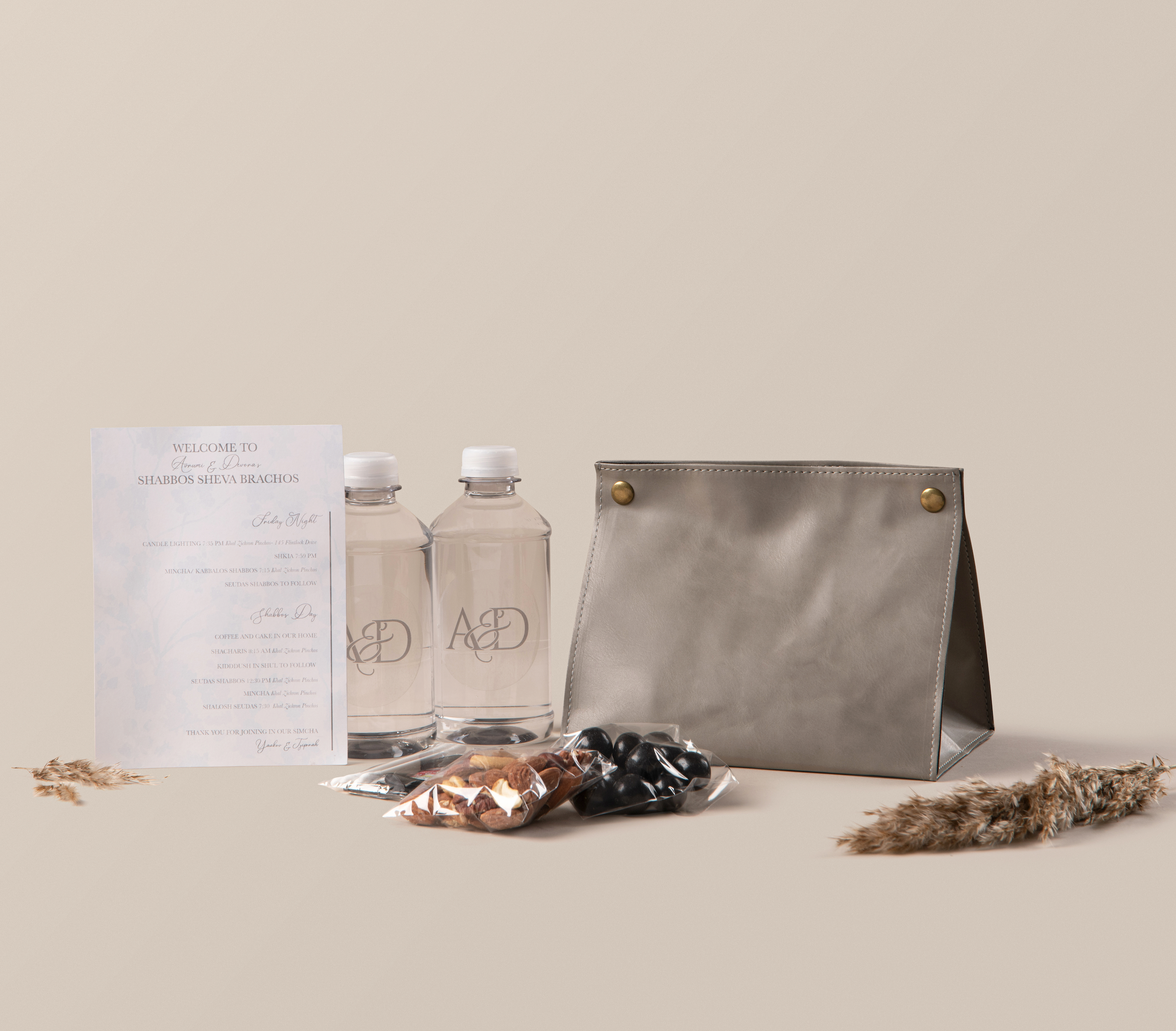 Grey Leather Snap Hostess Pouch