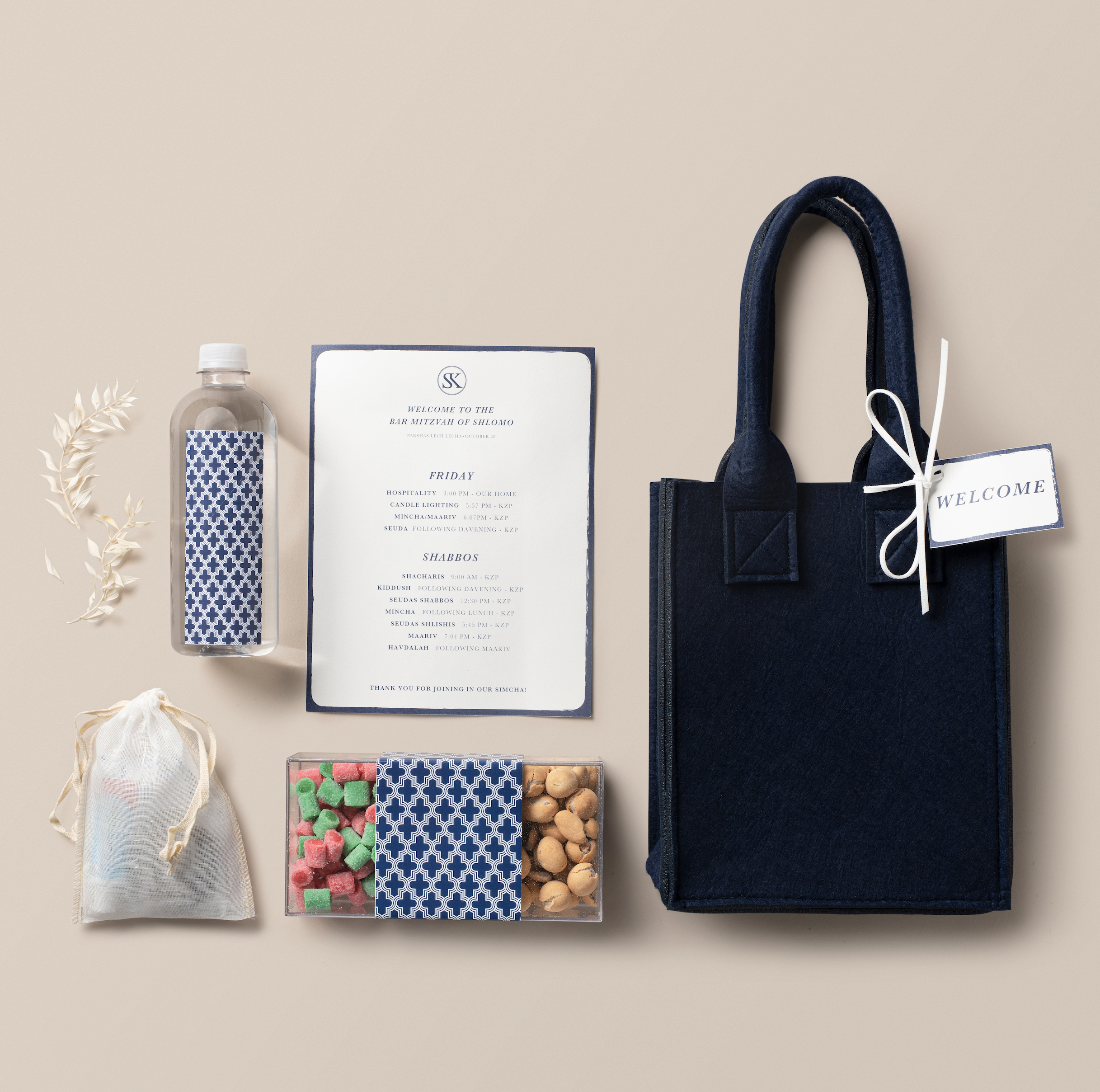 Small Navy Hostess Tote Bag