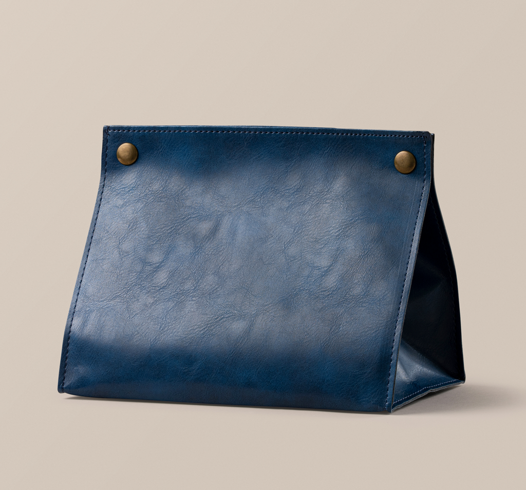 Navy Leather Snap Hostess Pouch