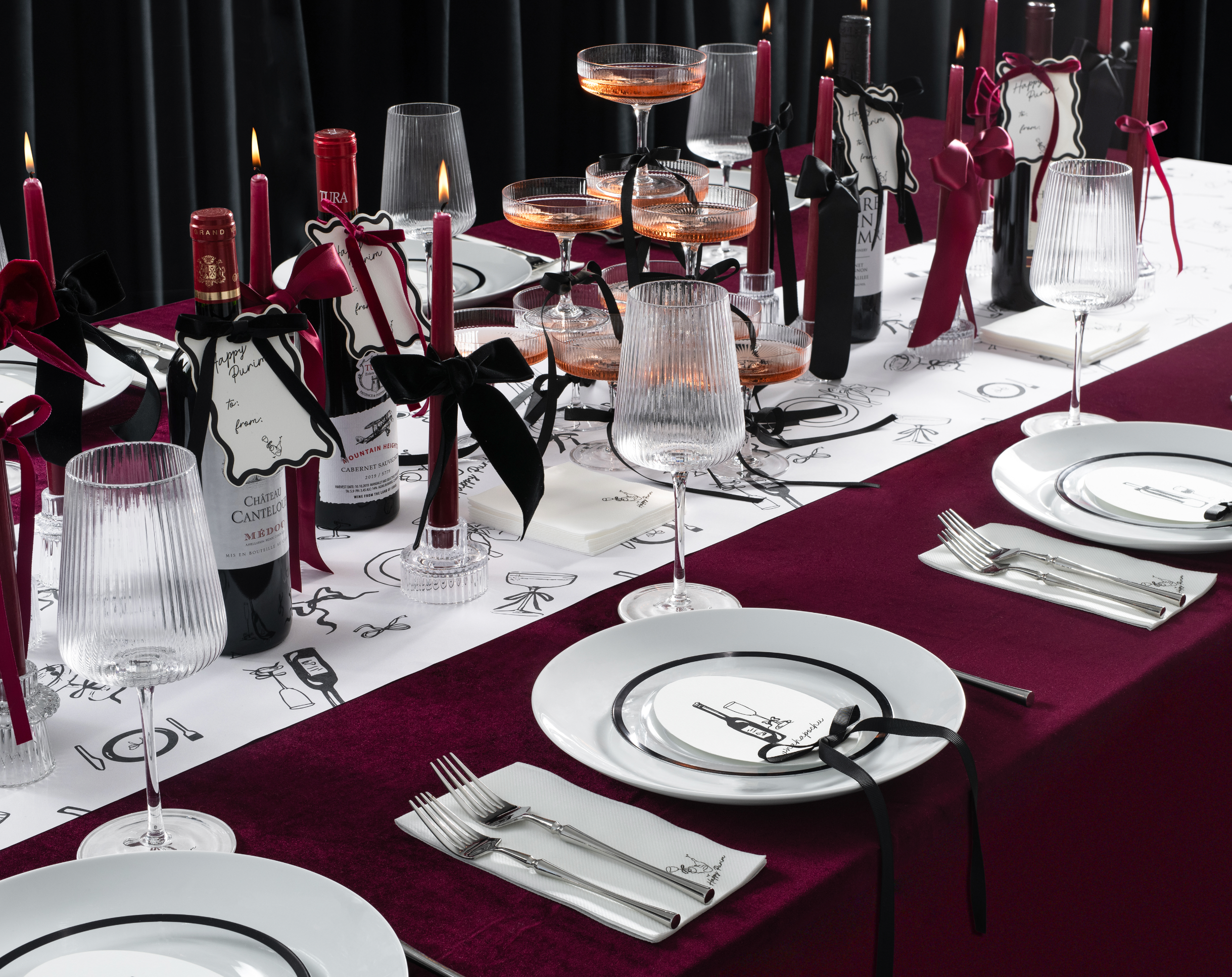 Bows & Bordeaux Coasters