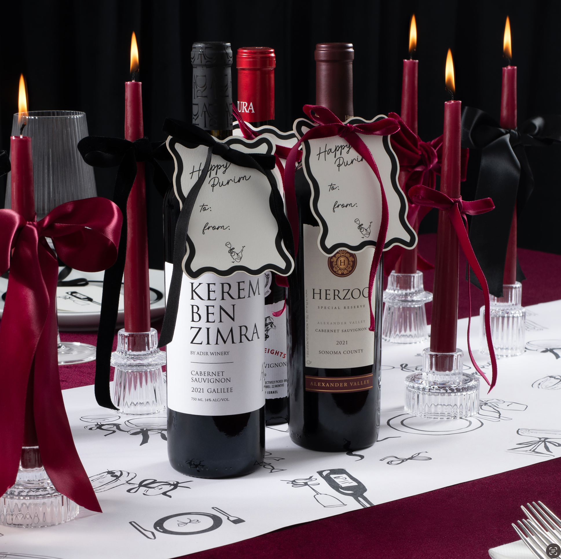 Bows & Bordeaux table runner