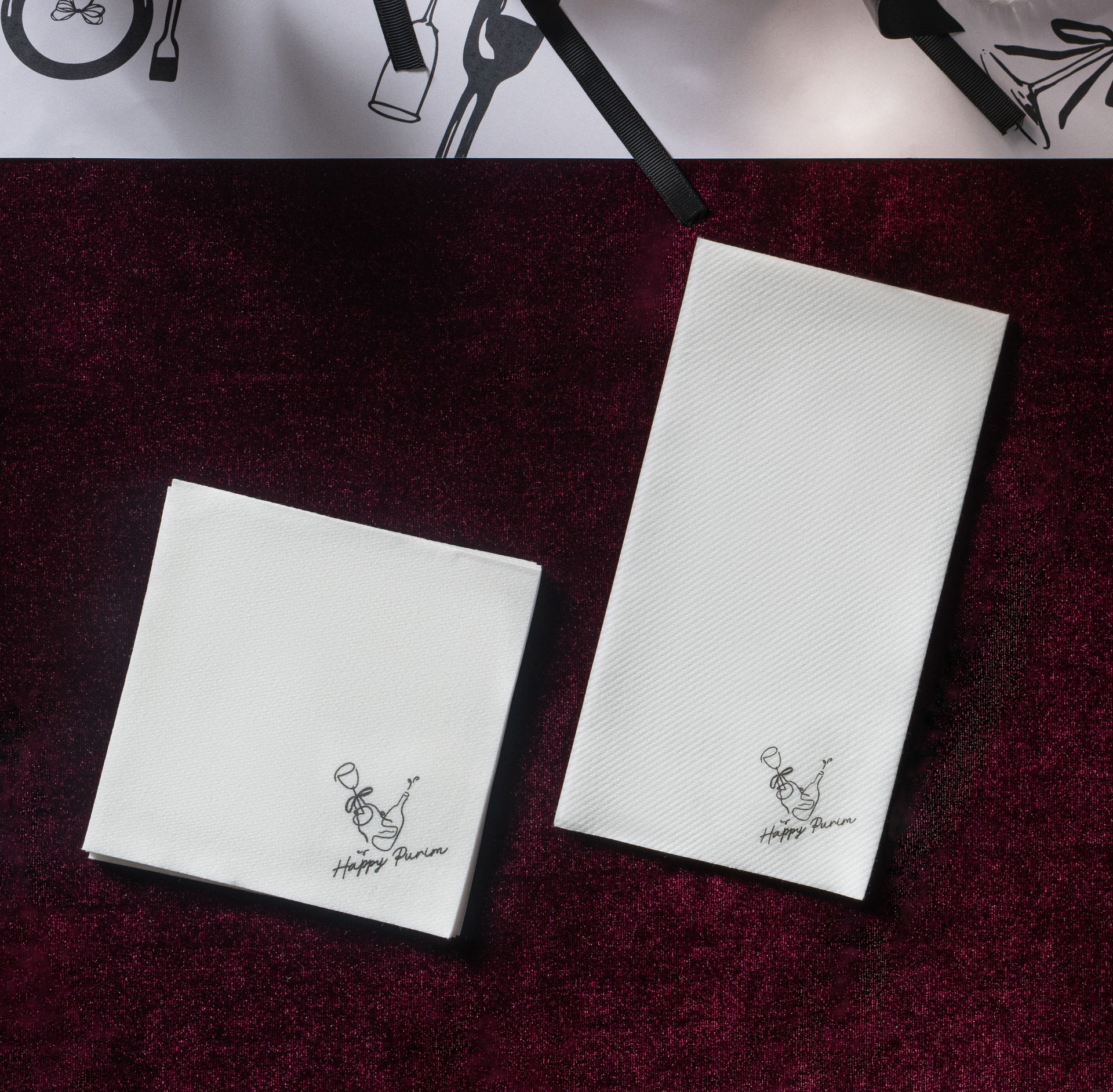 Bows & Bordeaux Cocktail Napkin
