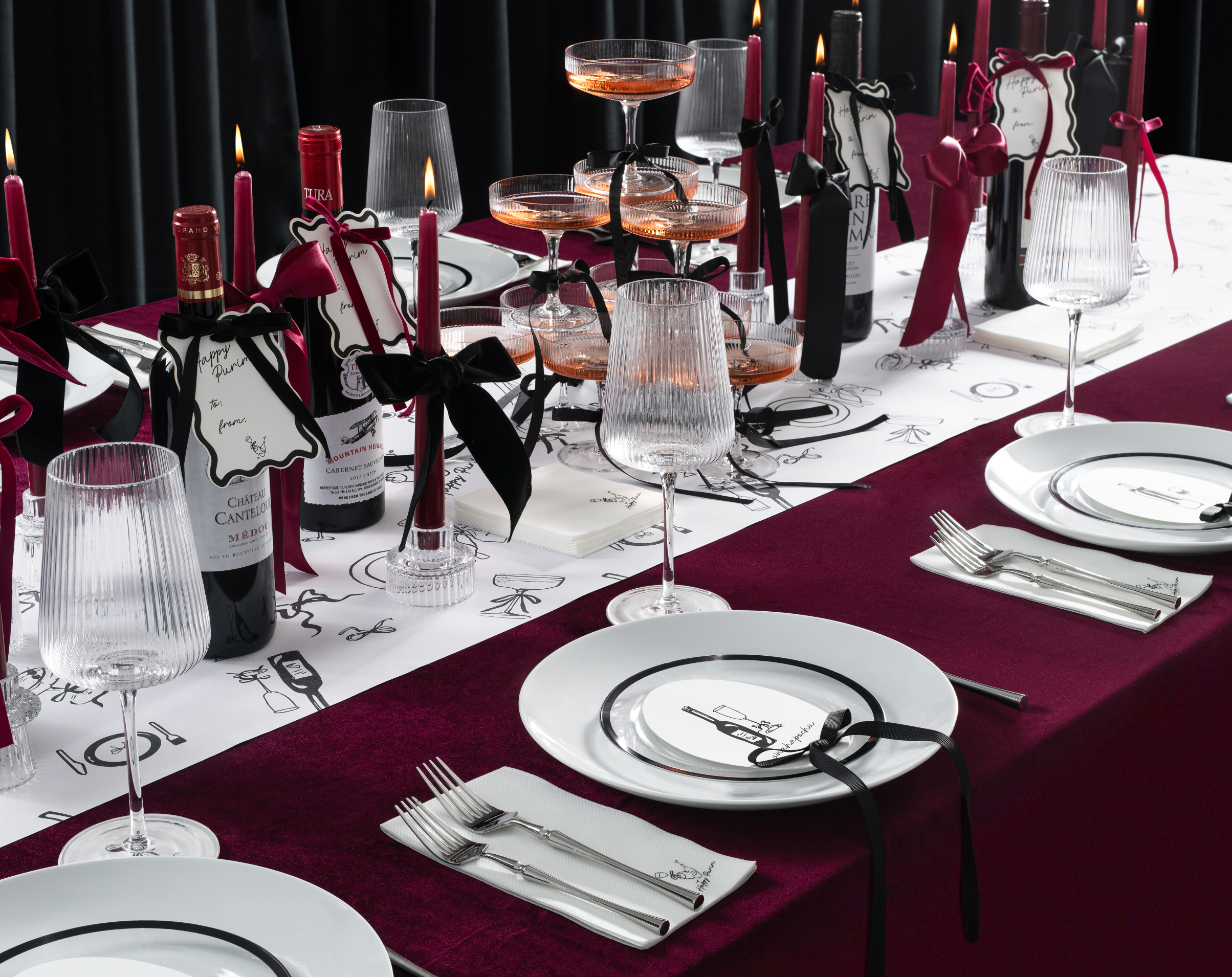 Bows & Bordeaux Cocktail Napkin