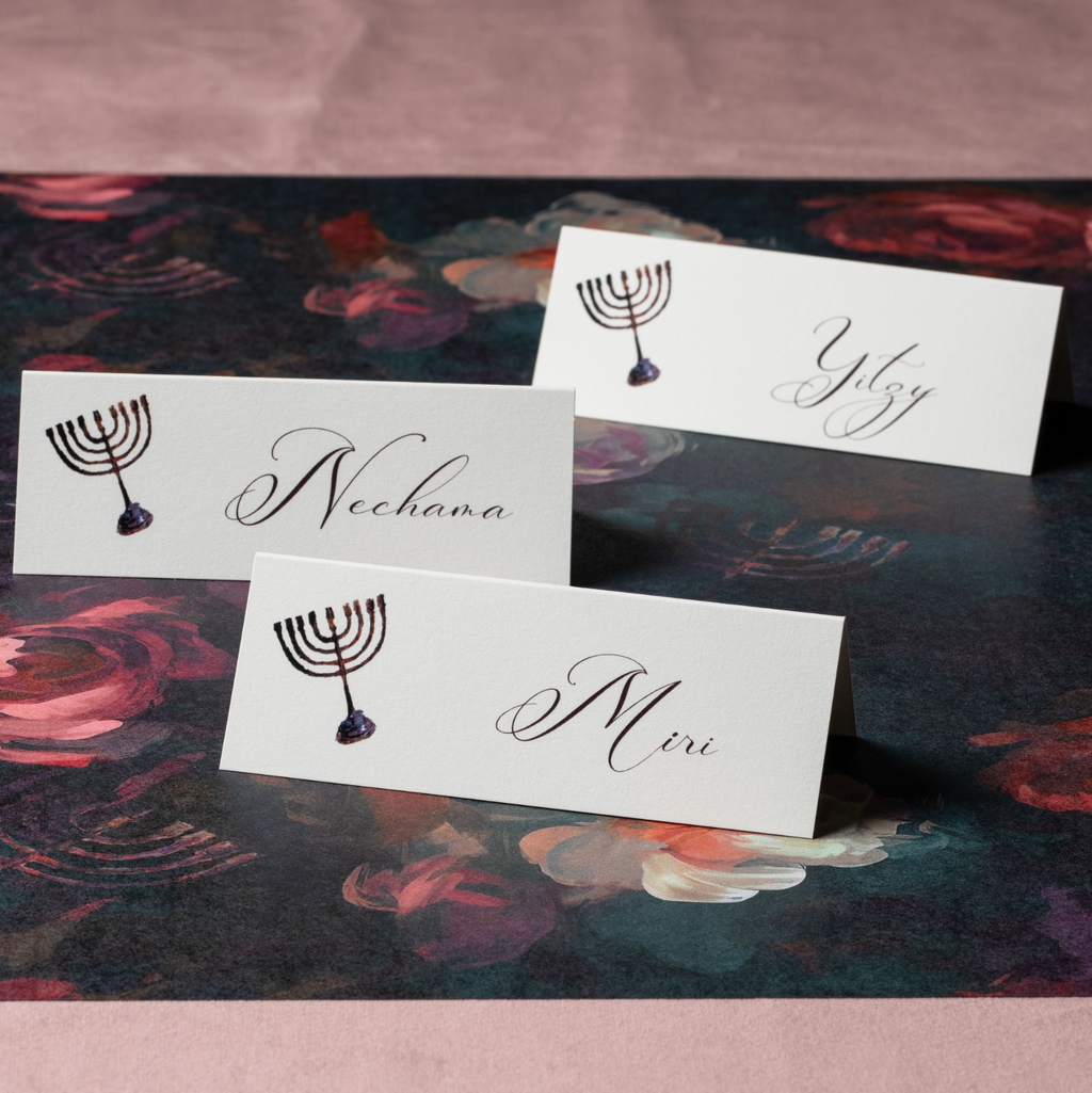 Chanukah Floral Lights Placecard