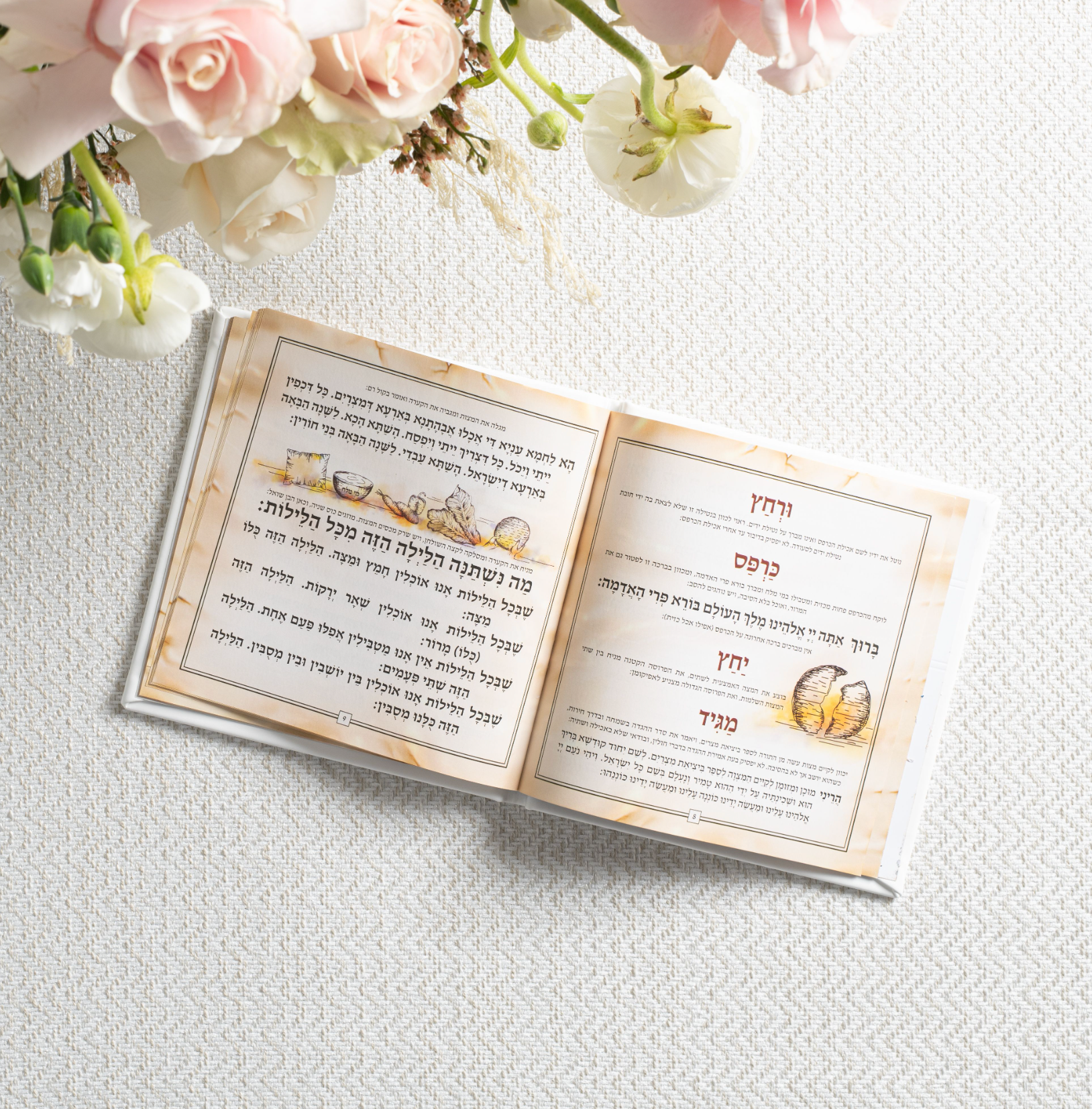 Pastel Blooms Leather Hagada