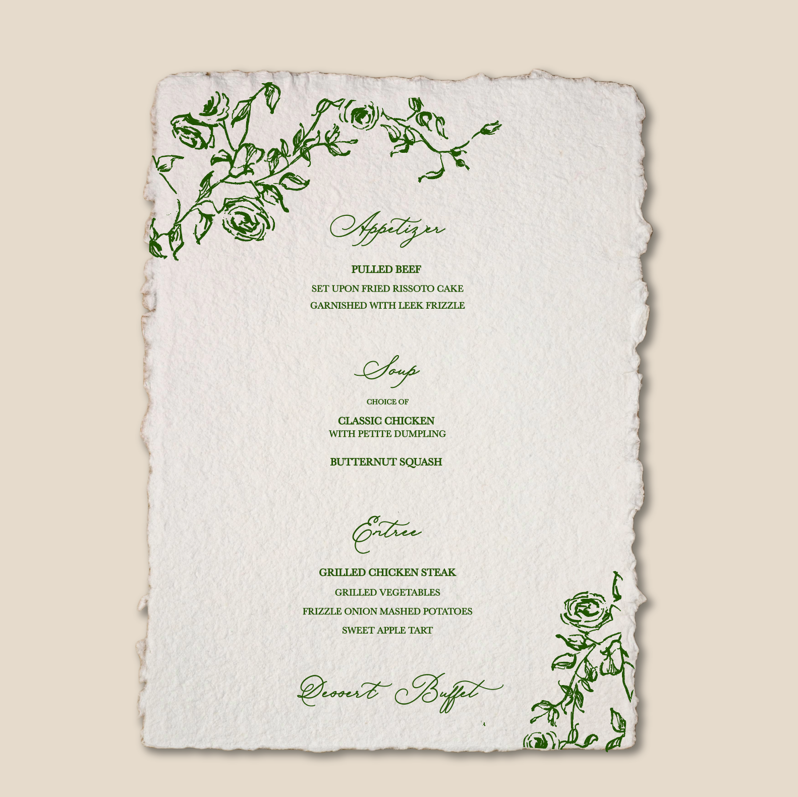 Deckled edge Menu Card