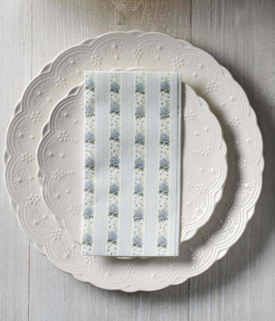 Hydrangea Blossom Floral Stripe Napkin
