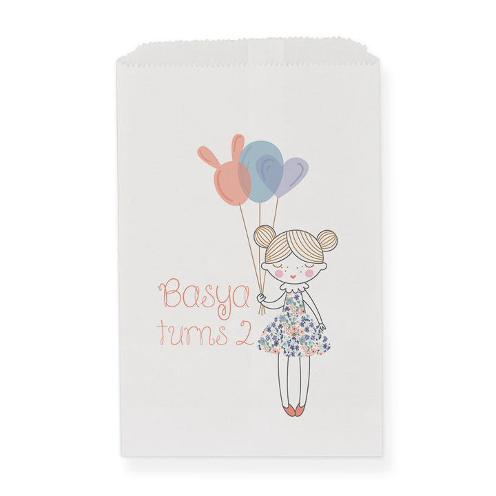 Custom Printed Paper Bag with Cute Little Girl Drawing | The Stamp Studio
