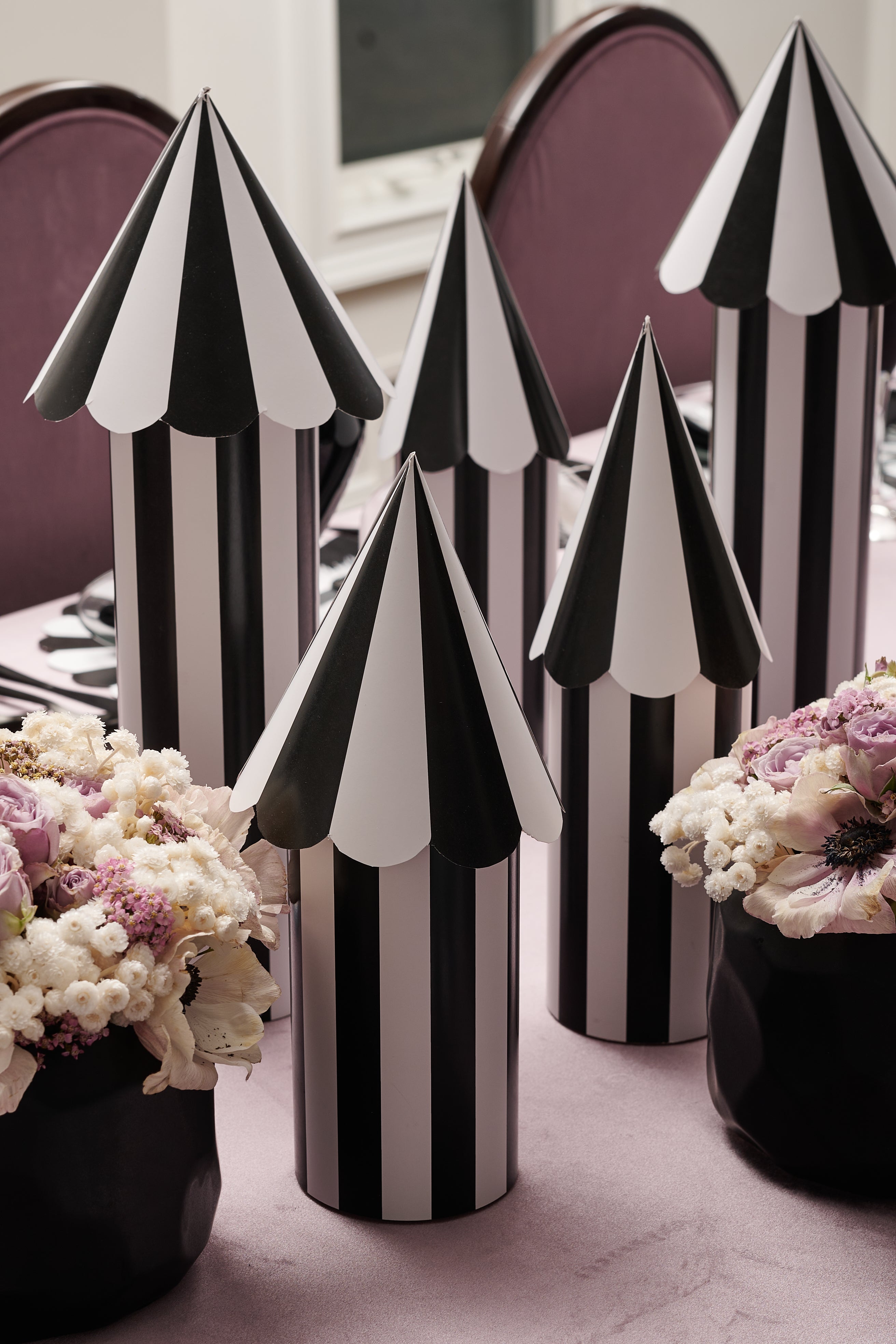 B&W Tent Centerpieces