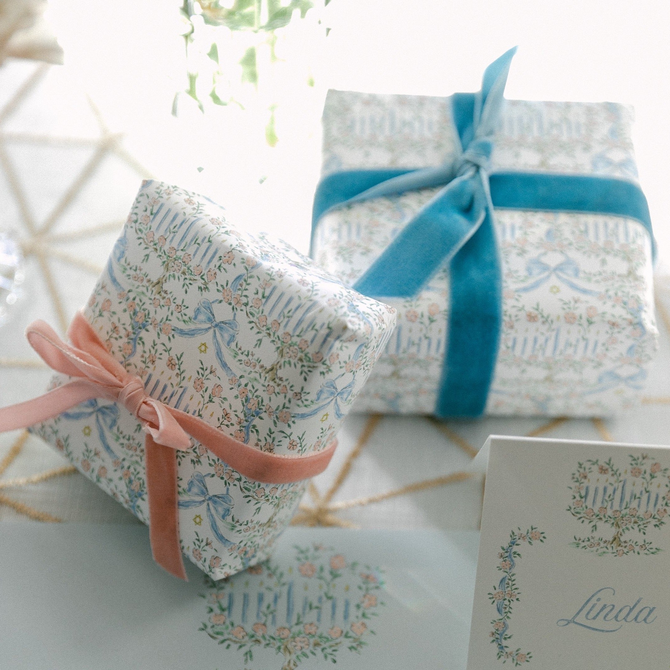 Garland Menorah gift wrap paper