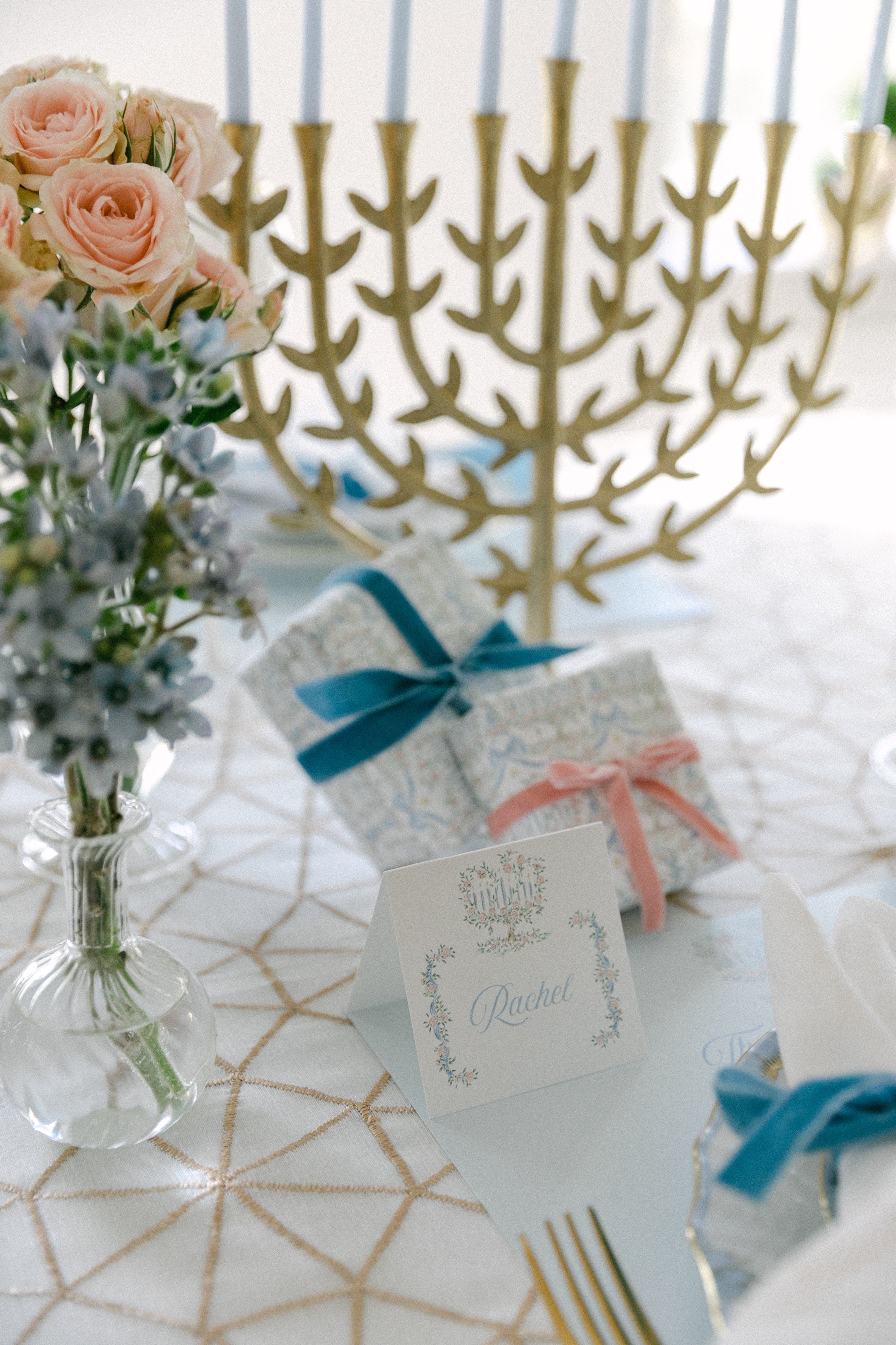 Garland Menorah gift wrap paper