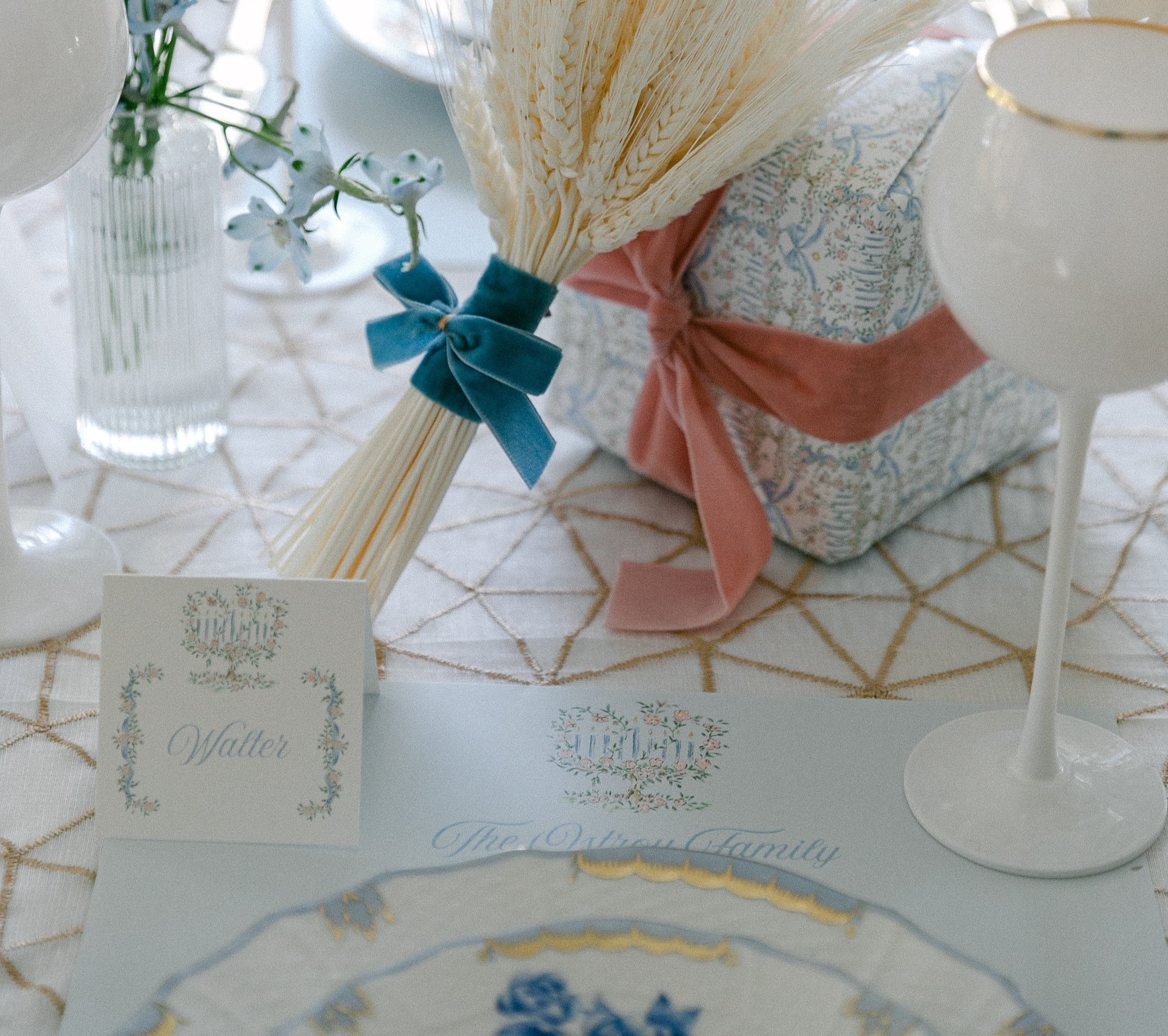 Garland Menorah square personalized placemat