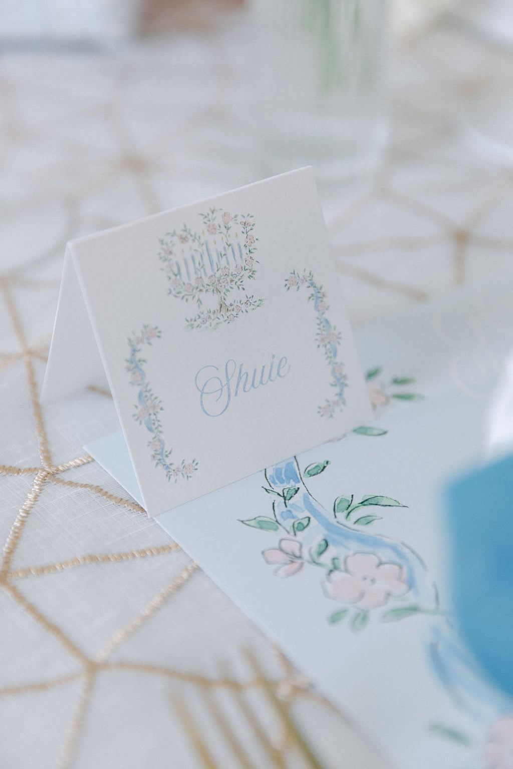 Garland Menorah name cards