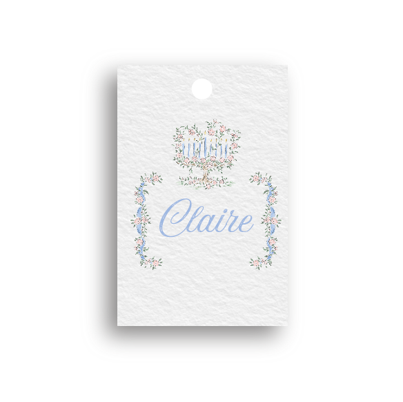 Garland Menorah personalized gift tag