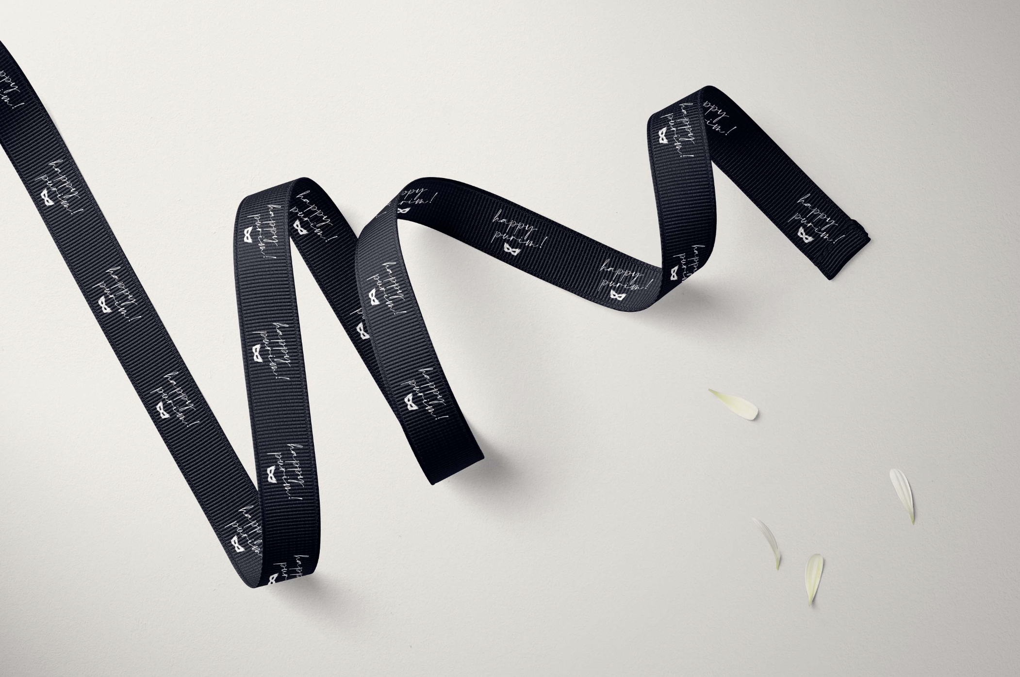 Happy Purim Mask Grosgrain Ribbon