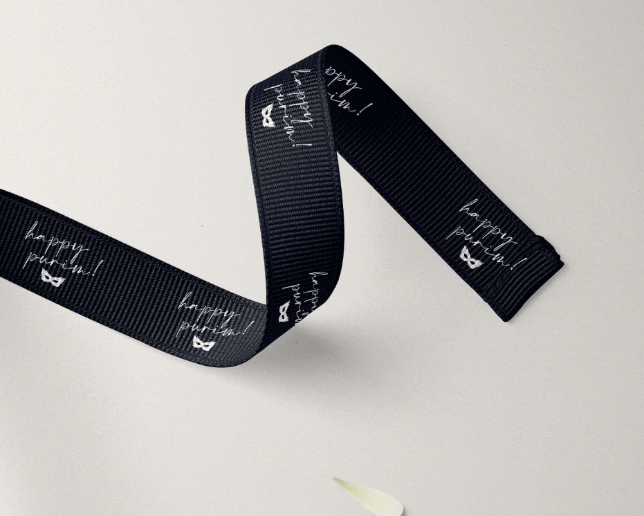Happy Purim Mask Grosgrain Ribbon