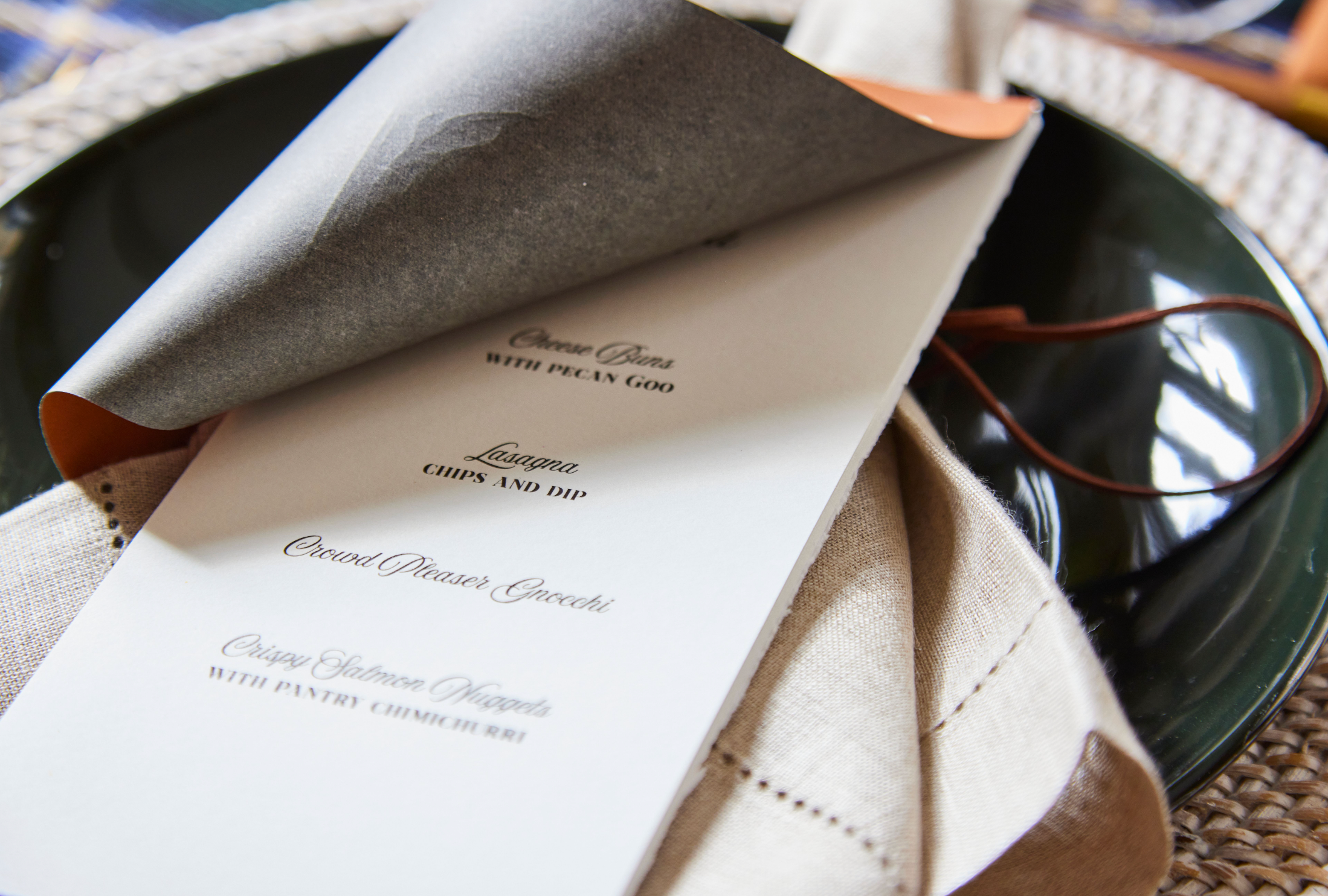 Lights & Leather Embossed Menu Cards