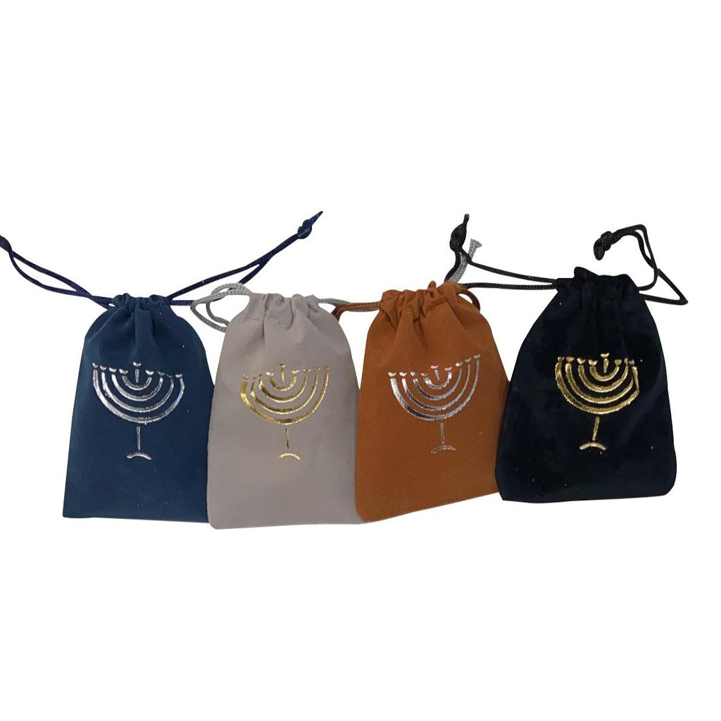 Menorah Motif Suede Pouch Favors