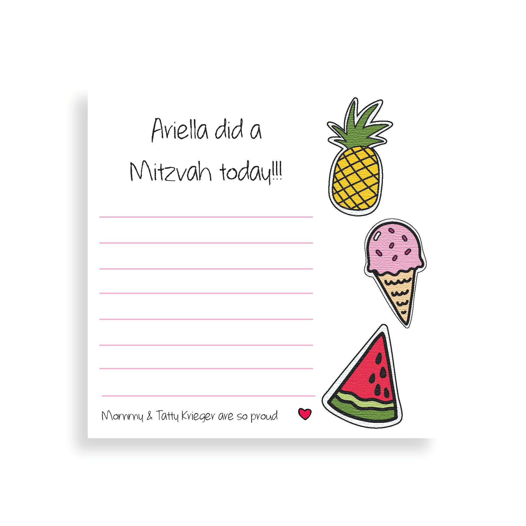 Girl's Mitzvah Notes