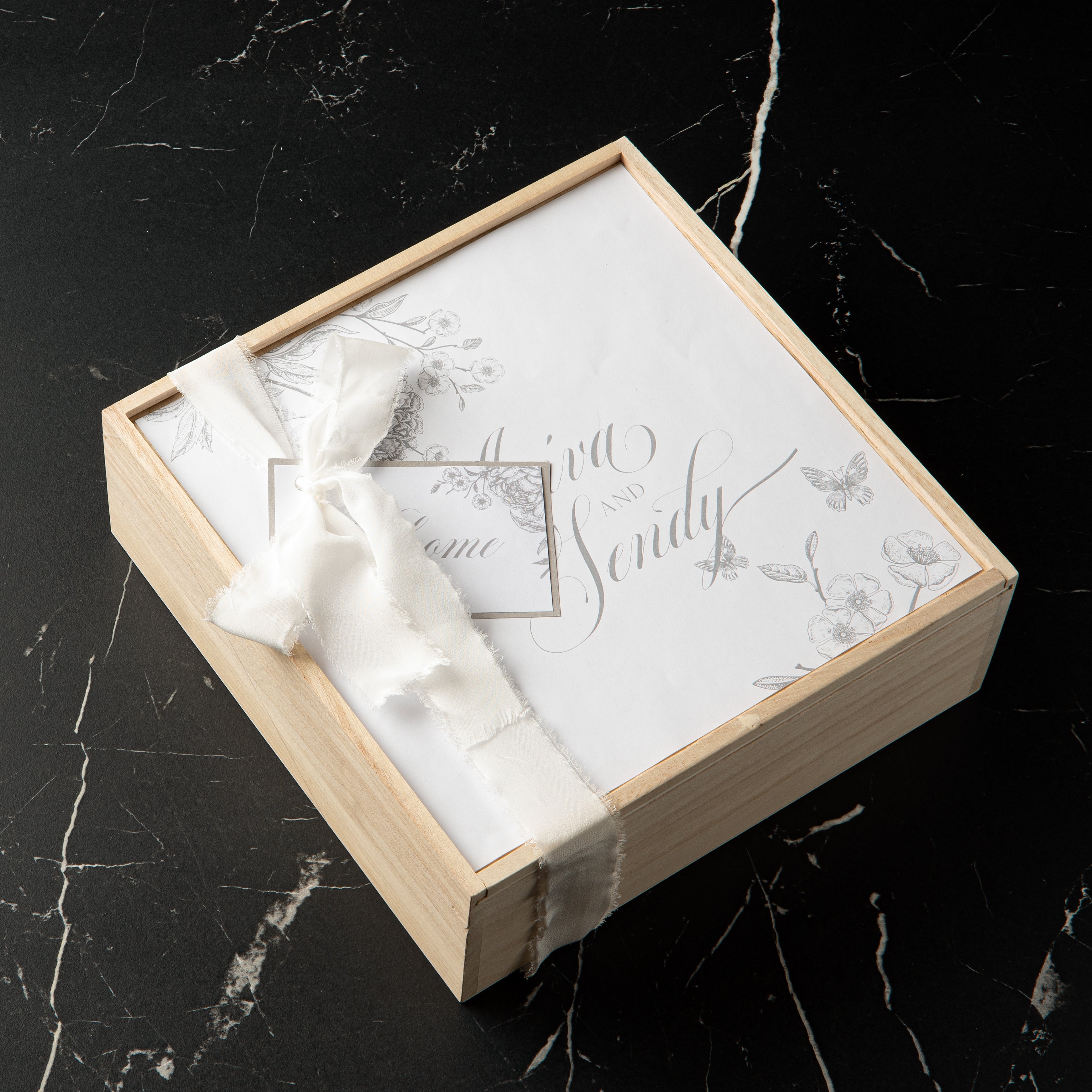 Frayed Florals Wooden Welcome Box